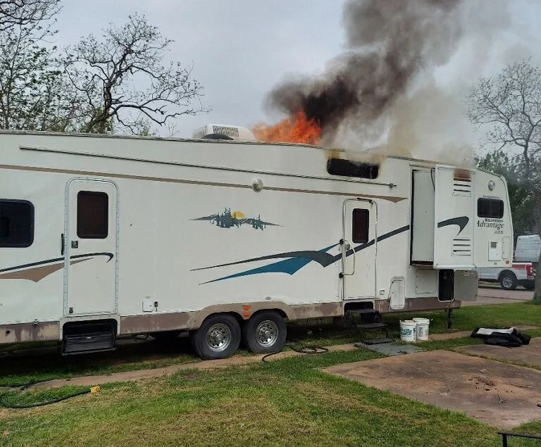 Fire Damaged Texas Fifth Wheel RV